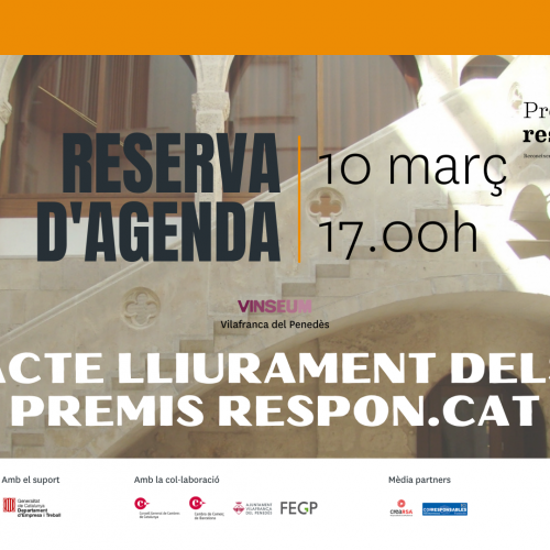 RESERVA D’AGENDA | 10 març 🏆 Acte de lliurament dels Premis Respon.cat 2021 a Vinseum